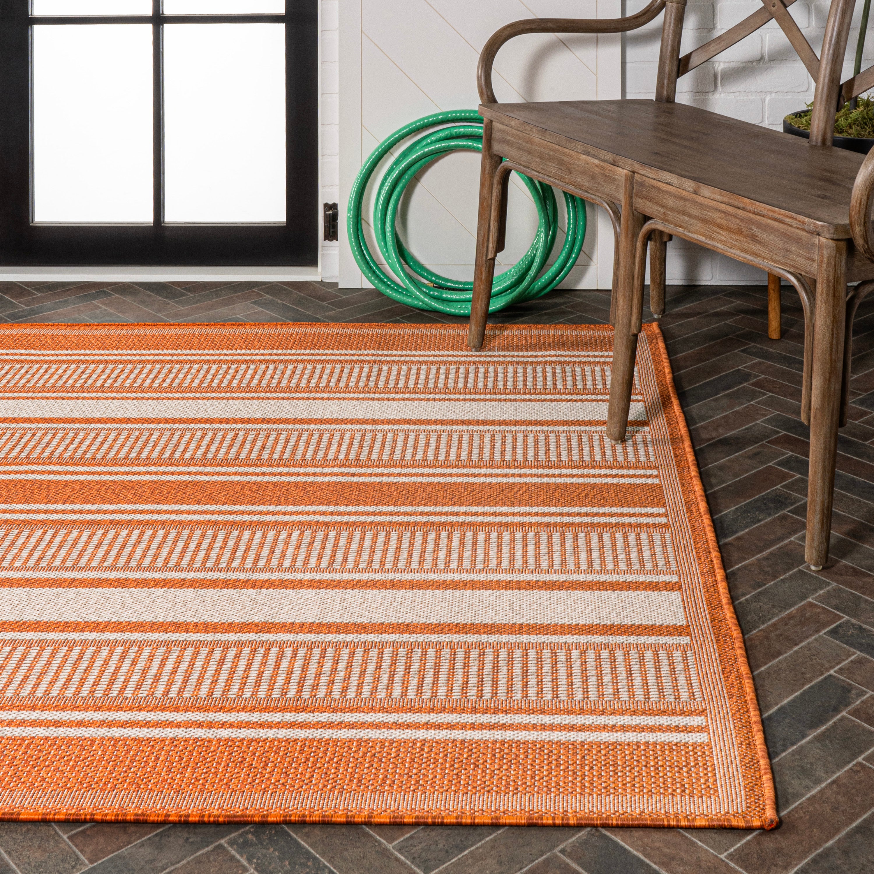 Haynes Modern Double Stripe Indoor/Outdoor Area Rug - Durable & Stylish for Living Room, Patio, Deck - Water-Resistant & Easy to Clean