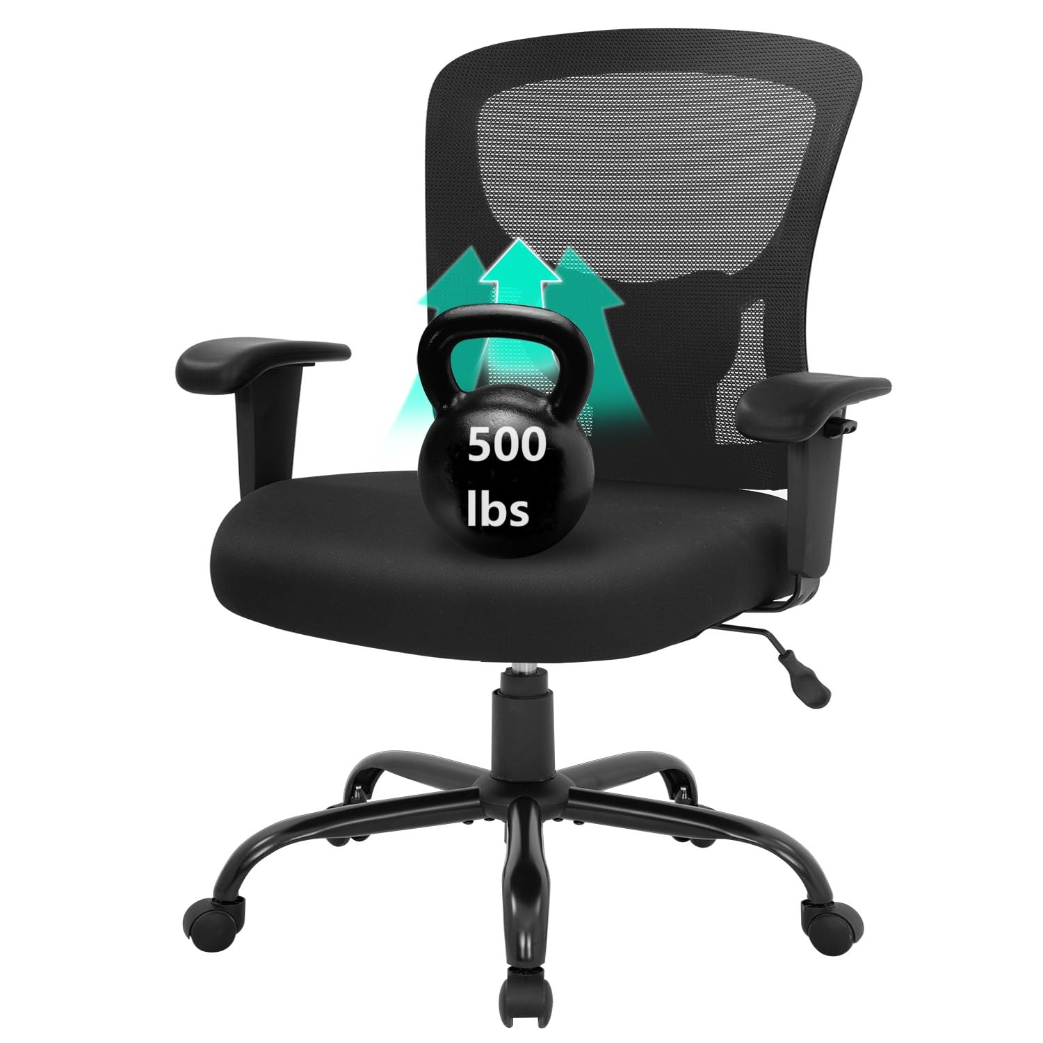 BestOffice Big and Tall Office Chair - 500lbs Capacity Ergonomic Mesh Computer Chair with Lumbar Support, Wide Seat & High Back - Executive Desk Chair for Home Office (Black) - Perfect for Long Work Hours, Gaming, and Remote Work