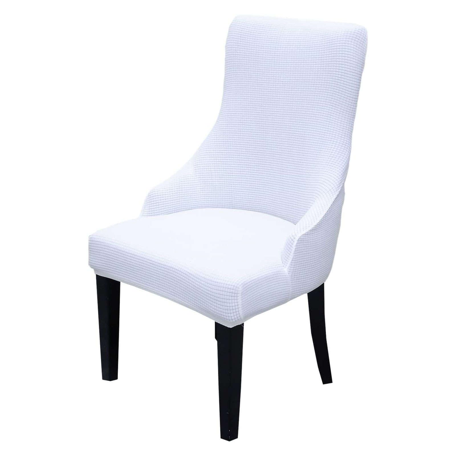 Stretch Wingback Chair Slipcover Set of 2 - Soft Plaid Dining Room & Bedroom Chair Protector Covers for Kids - White | Perfect for Home Decor, Furniture Protection & Daily Use