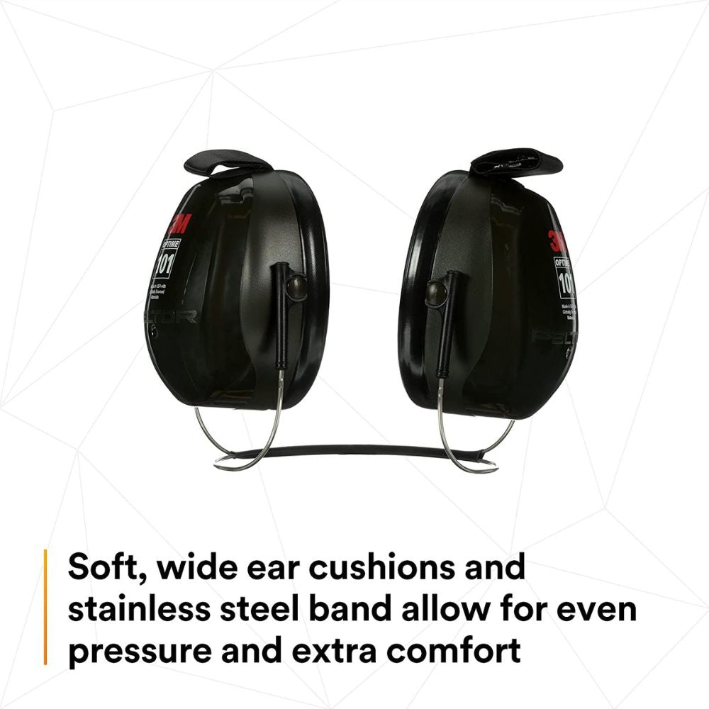 3M H7B PELTOR Optime 101 Behind-the-Head Earmuffs - 27dB NRR Hearing Protection for Shooting, Construction & Industrial Noise Reduction
