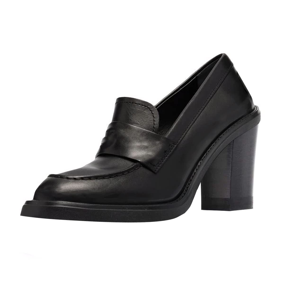 YDN Women's Chunky High Heel Oxford Loafers - Slip On Round Toe Work Pumps for Office & Professional Wear (US Size 4-16) - Perfect for Business Attire, Formal Events & Everyday Comfort