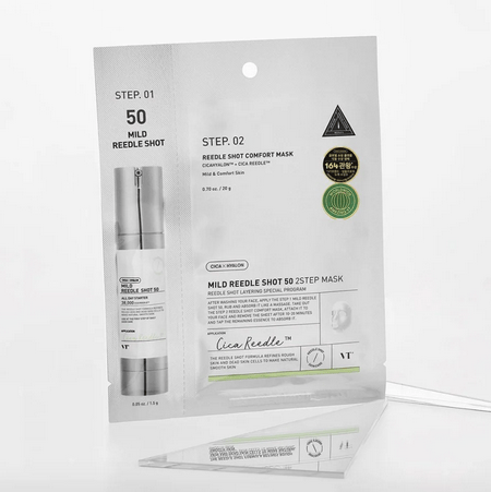 VT Mild Reedle Shot 50 2 Step Mask 1.5g (1 Count) - Korean Skin Care for Acne & Pore Treatment - Perfect for Sensitive Skin & Daily Skincare Routine