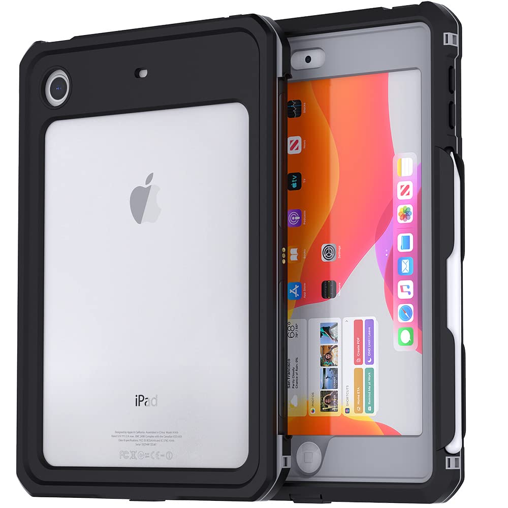 Waterproof Case for iPad 10.2 (7th Gen) - IP68 Dustproof Snowproof Shockproof Protection with Built-in Screen Protector | Perfect for Outdoor Adventures, Beach, Pool & Harsh Environments - Black