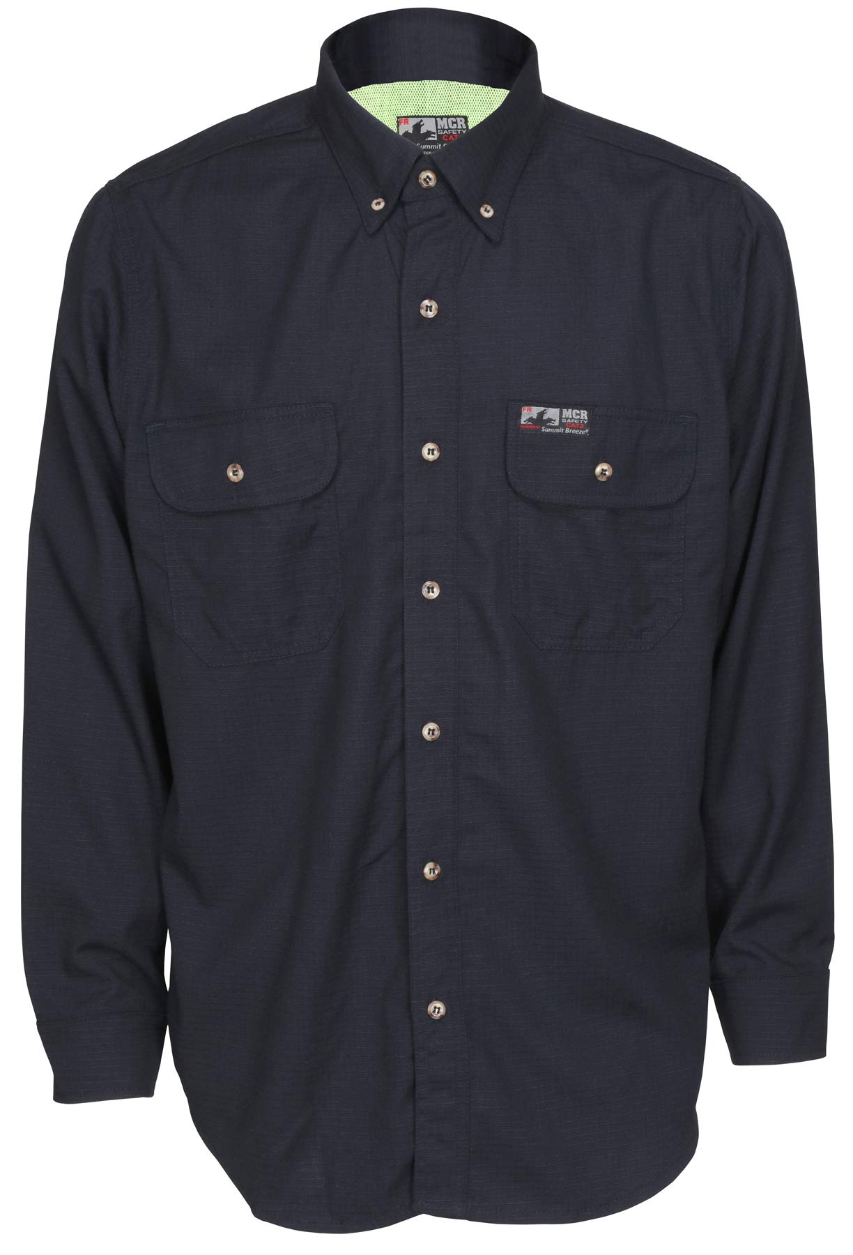 MCR Safety SBS1002X3 Summit Breeze FR Long Sleeve Work Shirt for Men - Vented Underarms & Back, Flame Resistant, Navy Blue, XXX-Large - Ideal for Construction, Welding & Industrial Safety Work
