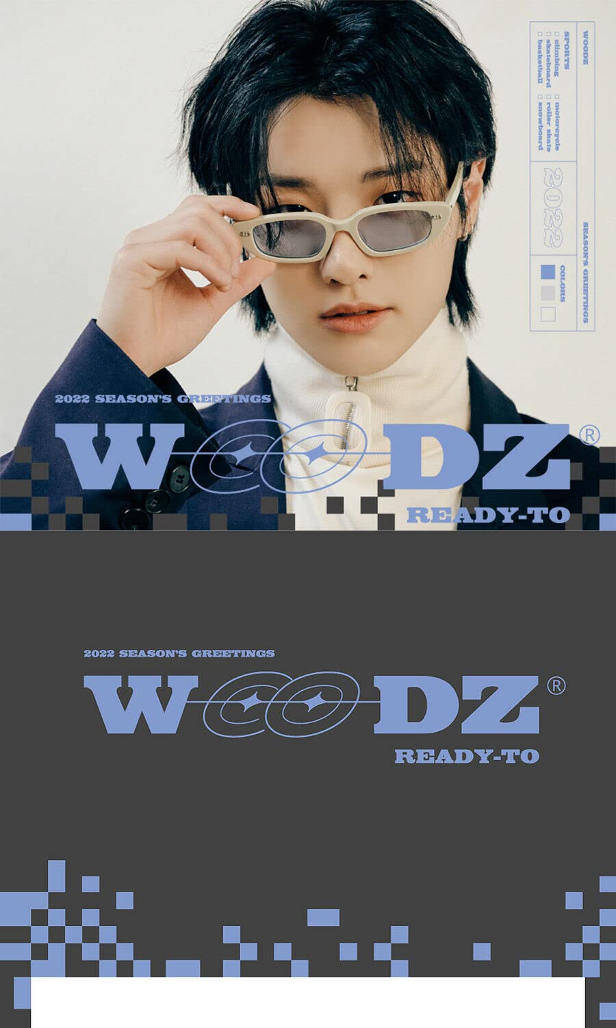 WOODZ 2022 SEASON'S GREETINGS K-POP Merchandise Set - Calendar, Photo Card Diary, Folded Poster, Stickers, Post Cards & Pop-up Card - Perfect for K-POP Fans Collection, Room Decor & Gift Giving