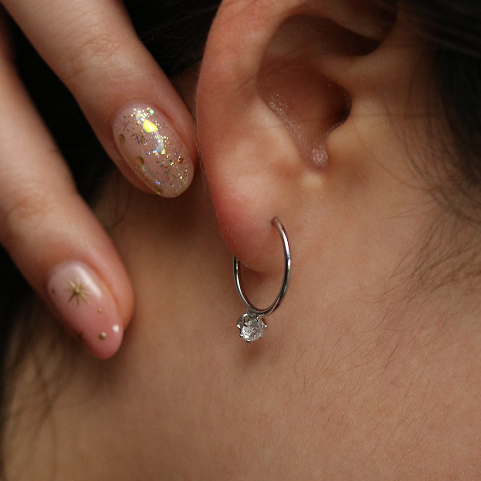 Cubic Dangle Semi Hoop Earrings for Women - Trendy Geometric Drop Earrings for Casual & Party Wear