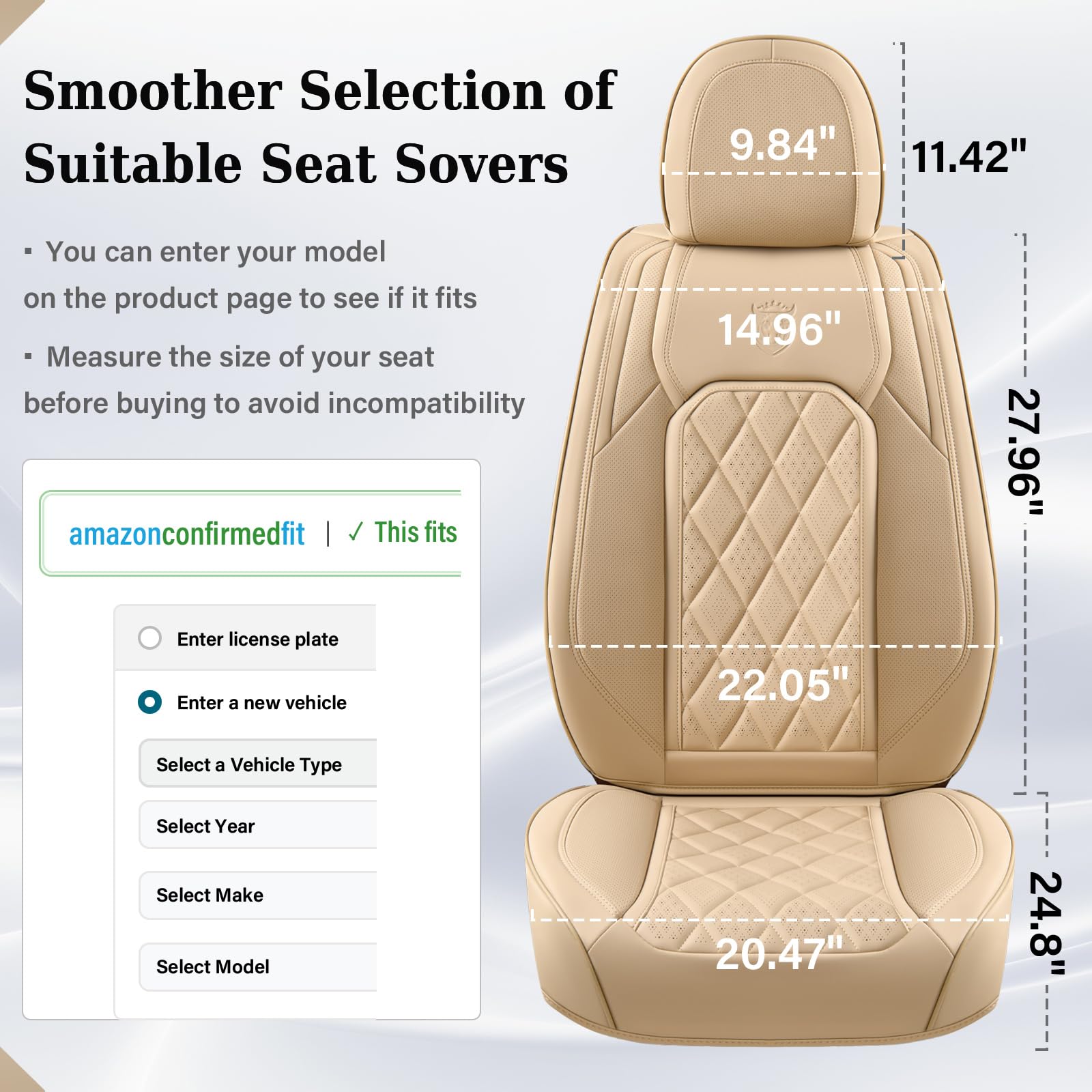 Premium Front Seat Covers 2-Pack - Universal Faux Leather Waterproof Car Seat Protectors for Most Vehicles | Luxury Beige Auto Accessories | Perfect for Daily Commute, Road Trips & Pet Protection