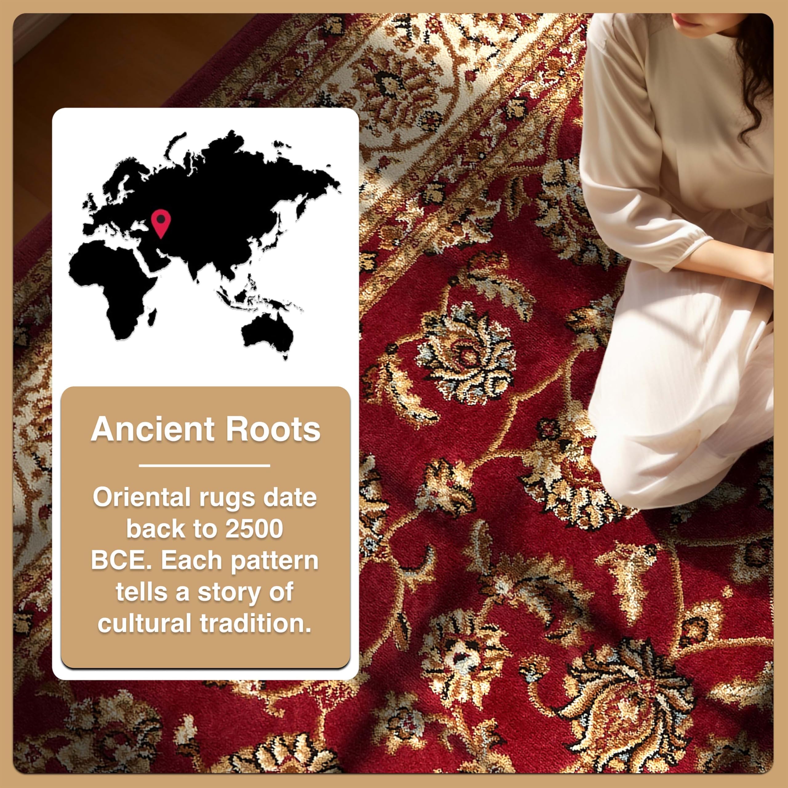 Well Woven Barclay Collection Sarouk Red 9x12 Area Rug - Soft Non-Slip Persian Style Carpet for Living Room, Bedroom, Dining Room - Perfect for Home Decor, Housewarming Gifts & Cozy Interior Design