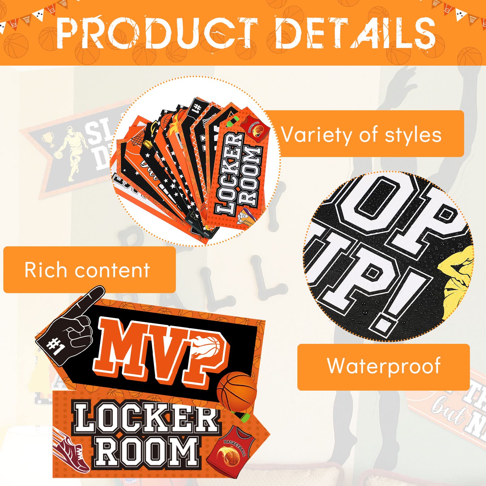 20 Pack Basketball Party Decorations - Themed Birthday Party Supplies for Kids, Teens & Boys - Photo Props & Backdrop for Sports Celebrations, Game Day Decor, and Birthday Parties