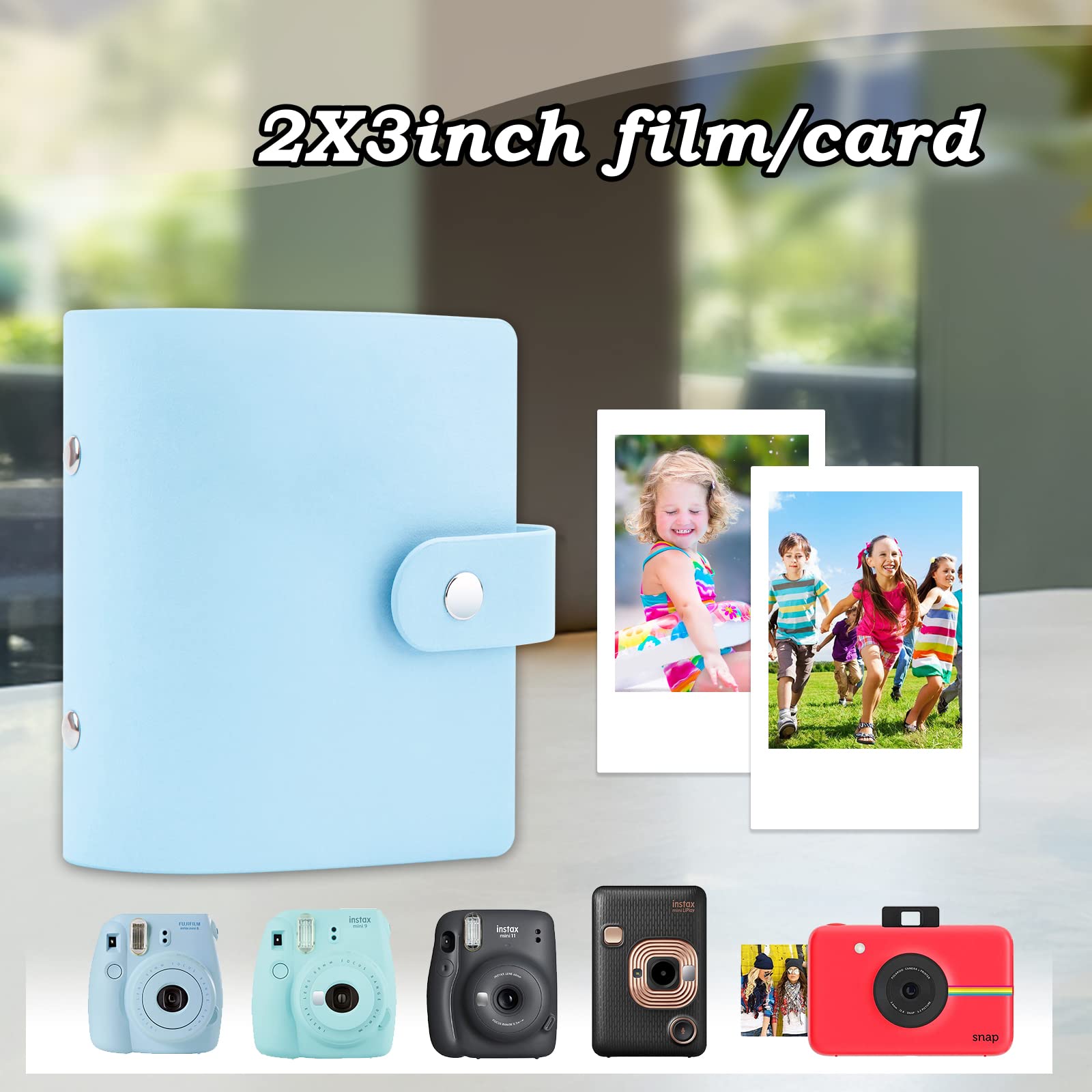 52-Pocket Small Photo Album for Fujifilm Instax Mini, Polaroid Snap & Z2300 - Holds 2x3 Instant Photos (Blue, 2-Pack) - Perfect for Travel Memories, Baby Photos & Party Snapshots