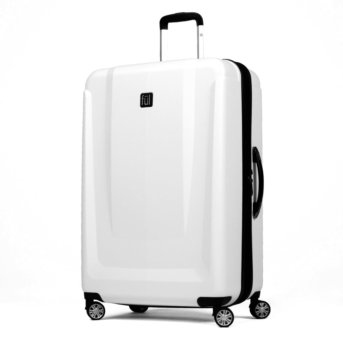 FŪL 25 Expandable White Rolling Luggage - High Capacity Suitcase for Travel & Business Trips | Durable Spinner Wheels & Smooth Mobility