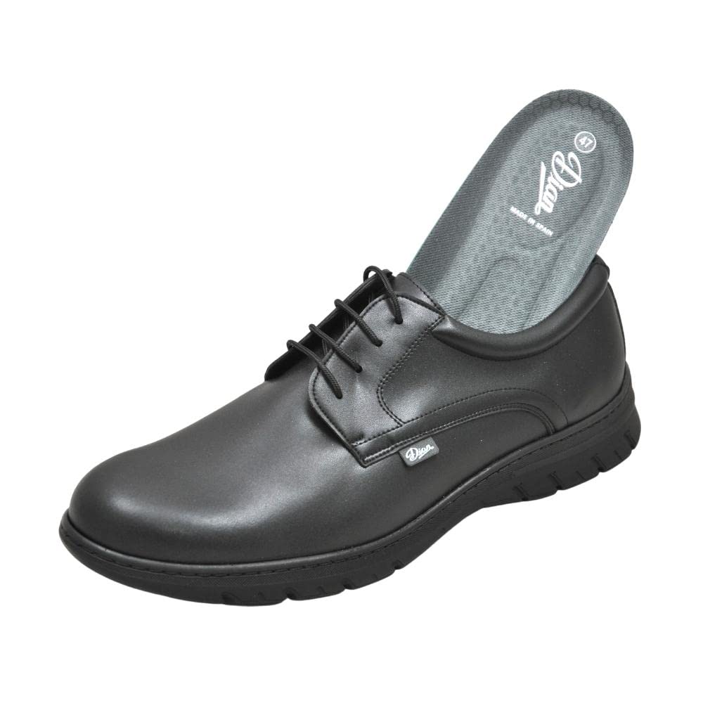 DIAN - Men's Leather Blucher Shoes with Micro D’Cover Plus® Cut & Lace-Up Closure, Black | Comfortable & Stylish for Business, Casual & Formal Occasions