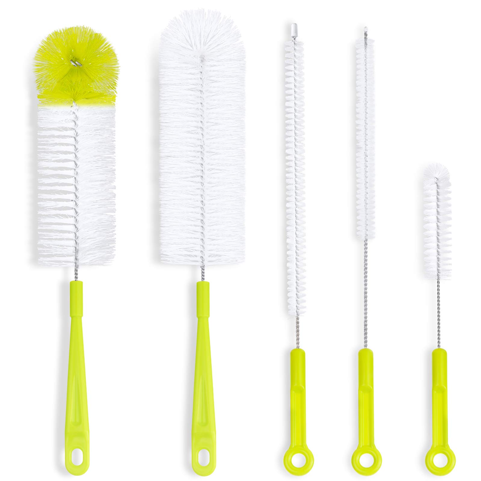Premium Bottle Cleaning Brush Set - Long Handle Narrow Neck Bottle Cleaner for Beer, Thermos, Hydro Flask, Contigo, S'Well & Sports Water Bottles | Includes Straw & Spout Cleaner | Perfect for Home, Kitchen, Camping & Travel Use