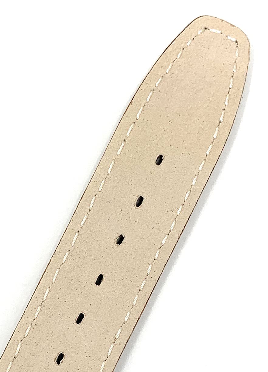 Bandini Extra Long 16mm Women's Leather Watch Band Strap - Grey/Gray with Stitching - Classic Slim Design for Apple Watch & Smartwatches - Perfect for Office, Casual & Formal Occasions