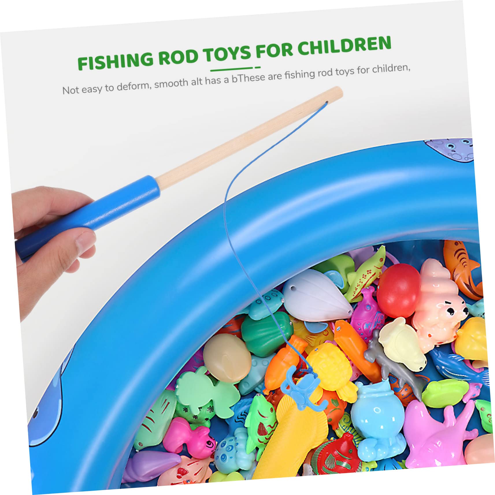BRIGHTFUFU 4-Piece Kids Magnetic Fishing Game Set - Wooden Puzzle Toy with Fishing Poles & Sticks for Toddlers - Fun Indoor/Outdoor Educational Activity for Boys and Girls