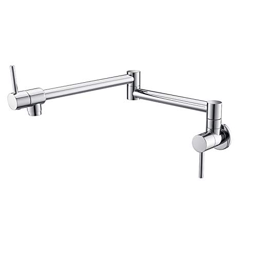 Premium Wall Mounted Foldable Kitchen Faucet - Single Hole Pot Filler Tap with 360° Rotating Spout in Chrome/Gold/Brass Finishes | Ideal for Home Kitchen, RV & Small Space Sink Installation