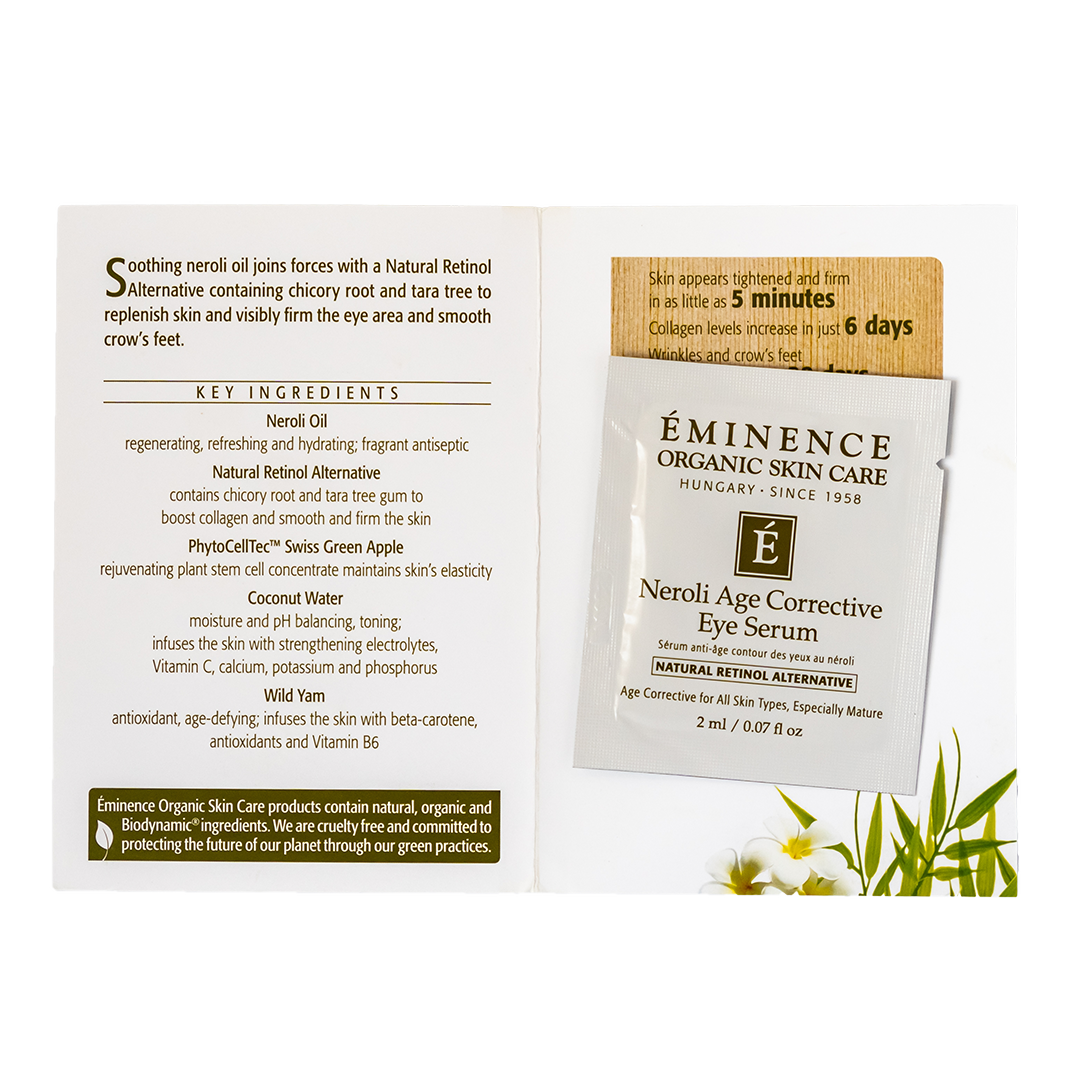 Eminence Organics Neroli Age Corrective Eye Serum - Anti-Aging Eye Treatment for Dark Circles & Wrinkles - Brightening & Hydrating Eye Cream for Day & Night Use