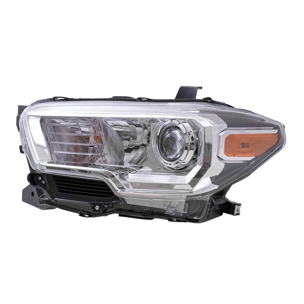Brock Aftermarket Replacement Driver Left Halogen Headlight Assembly for 2019-2023 Toyota Tacoma - No LED DRL, Fog Light Compatible | Perfect for Night Driving & Off-Road Adventures