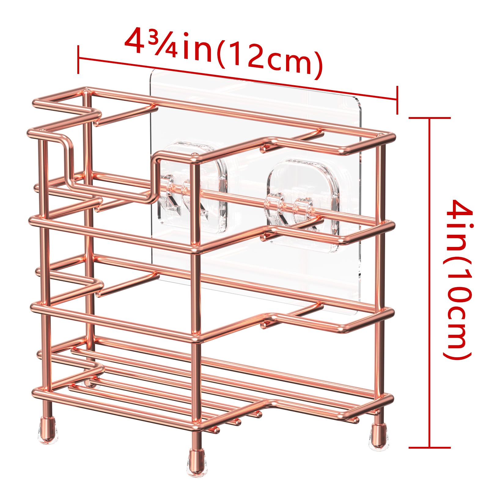 Stainless Steel Wall Mount Toothbrush Holder for Shower - 3 Slot Organizer with Rose Gold Finish | Compatible with Colgate Extra Clean & Oral-B CrossAction | Bathroom Countertop or Wall Mount Storage Solution for Toothbrushes, Razors & Beauty Tools