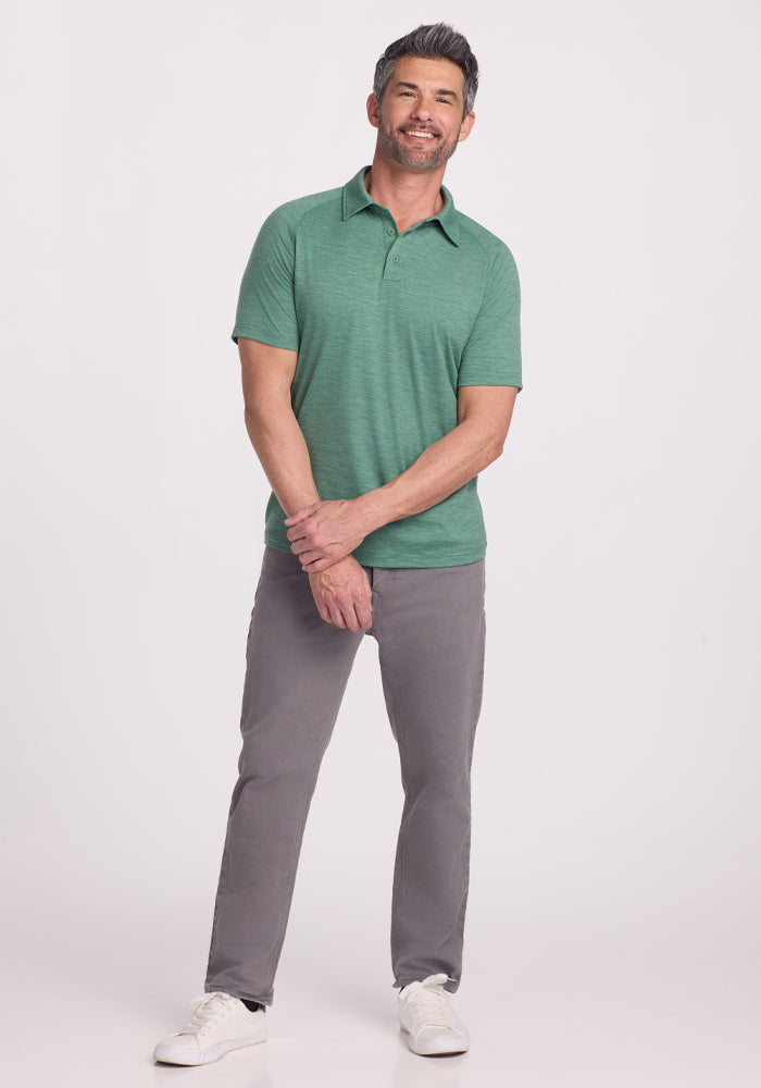 Summit Polo Shirt for Men - Lightweight & Breathable Sea Mist Color - Perfect for Golf, Casual Wear & Outdoor Activities