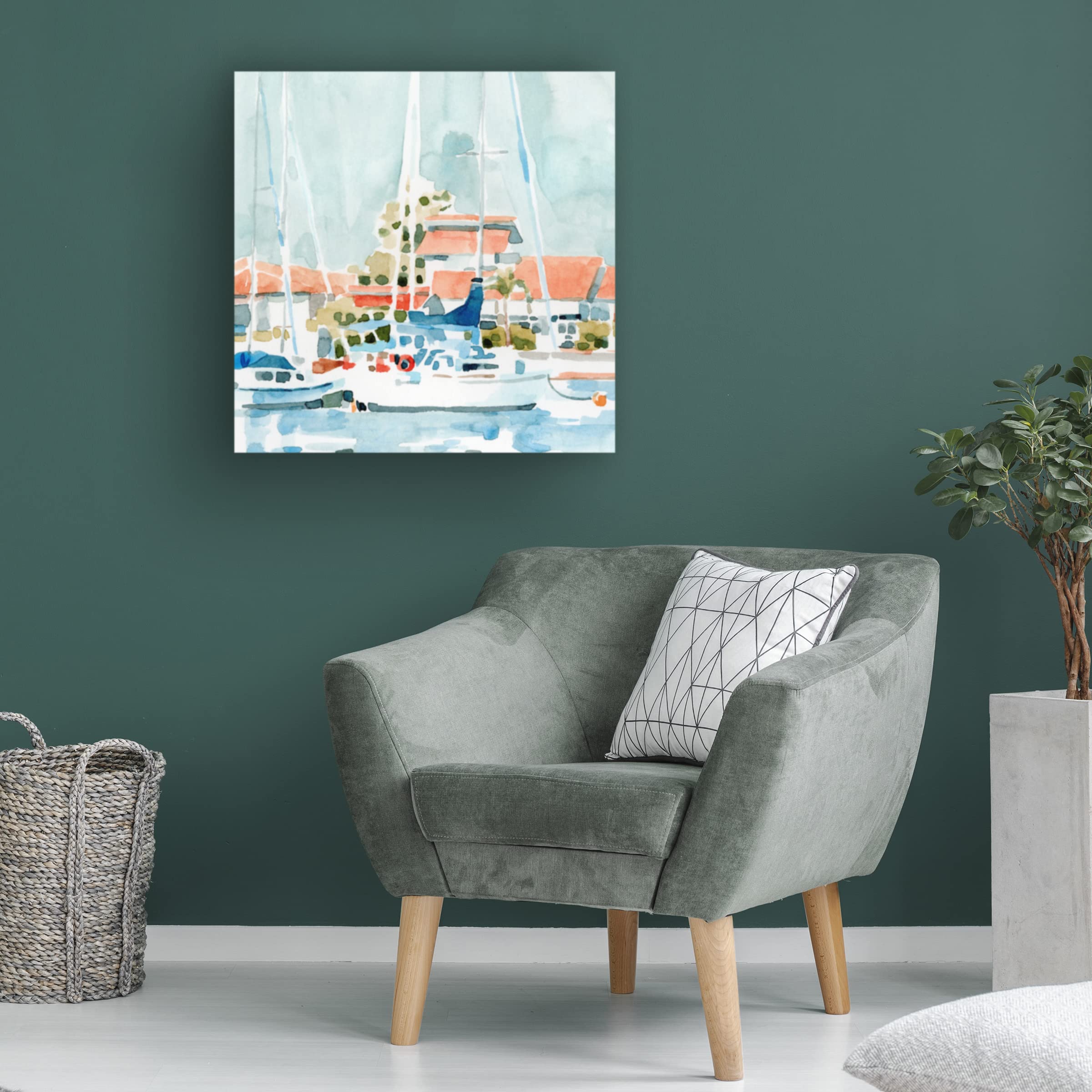 Emma Caroline 'Beach Town Summer I' Canvas Wall Art Print - Coastal Decor for Living Room, Bedroom & Office - Perfect Beach House & Vacation Home Decor