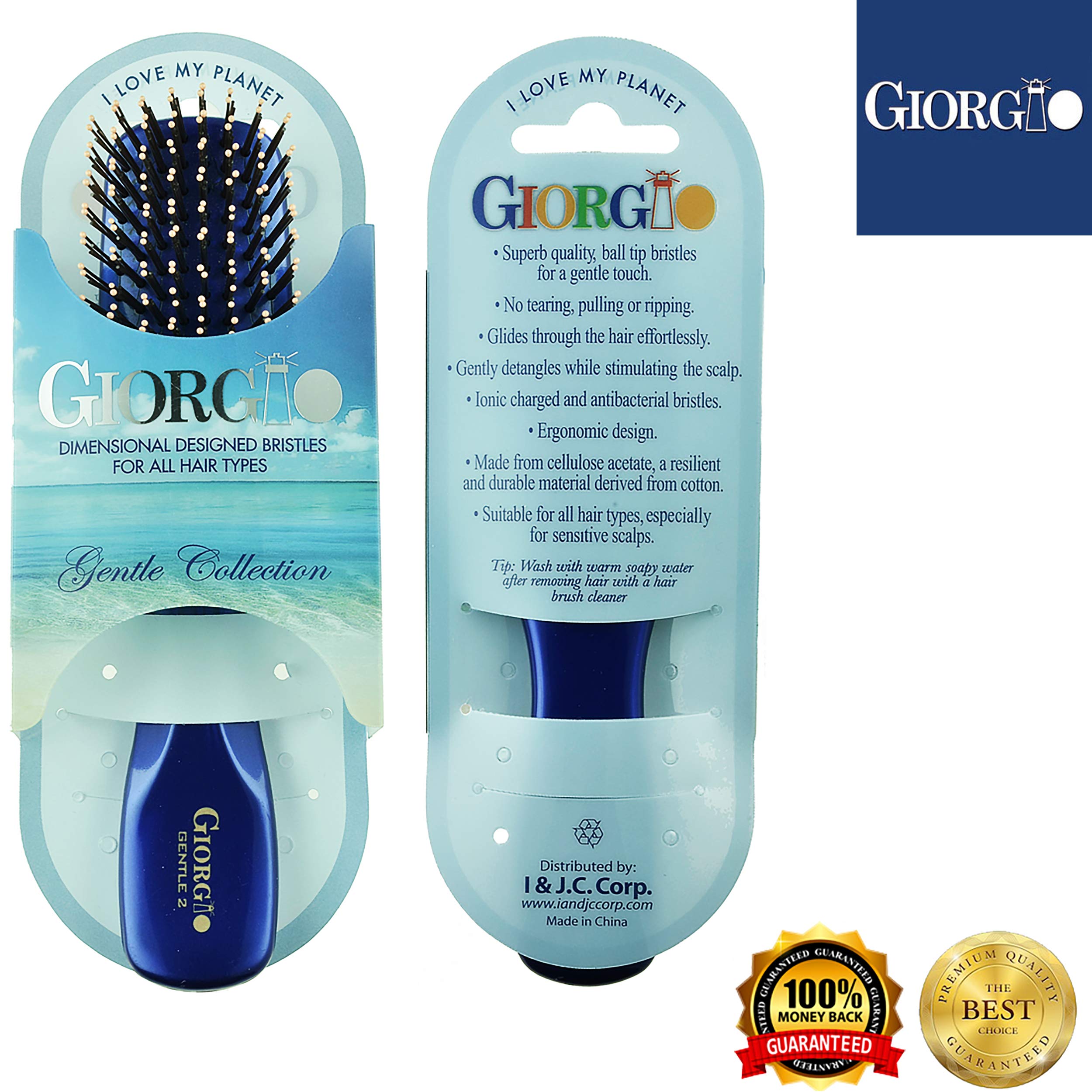 Giorgio Detangling Hair Brush for Men & Women - Gentle Scalp Massager for Thick Hair | Travel & Home Use