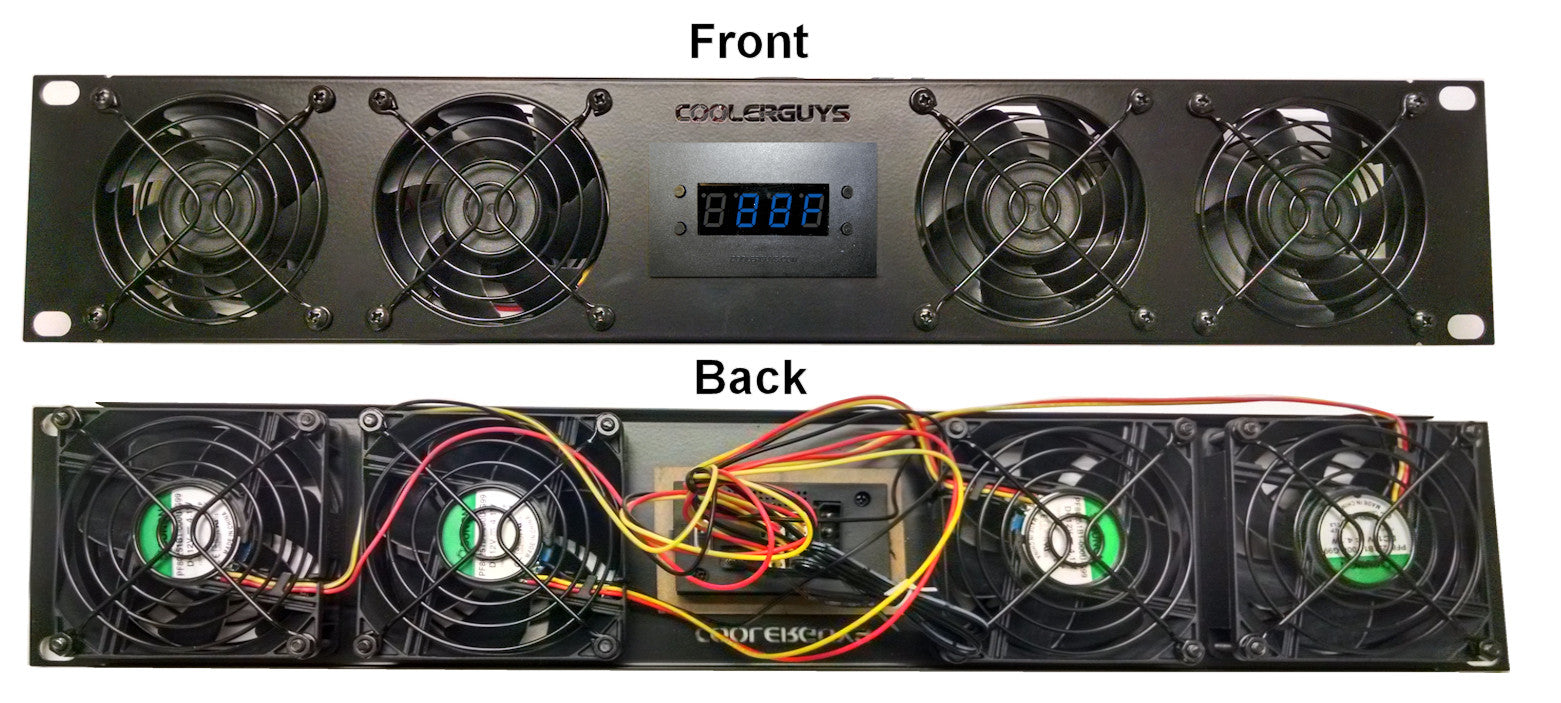 Coolerguys 2U Server Rack Bracket with 4 High-Speed 80mm Evercool Fans, Programmable Fan Controller & 3A PSU - Perfect for Server Cooling, Data Center Racks, and Network Equipment Cooling Solutions