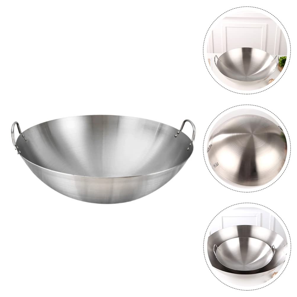 Premium Stainless Steel Wok Pan with Lid - Non Stick Carbon Steel Stir Fry Skillet, Saute Pan & Chef's Cookware - Double Handle Design for Even Heat Distribution - Perfect for Asian Stir Fry, Sautéing, Deep Frying & Home Cooking