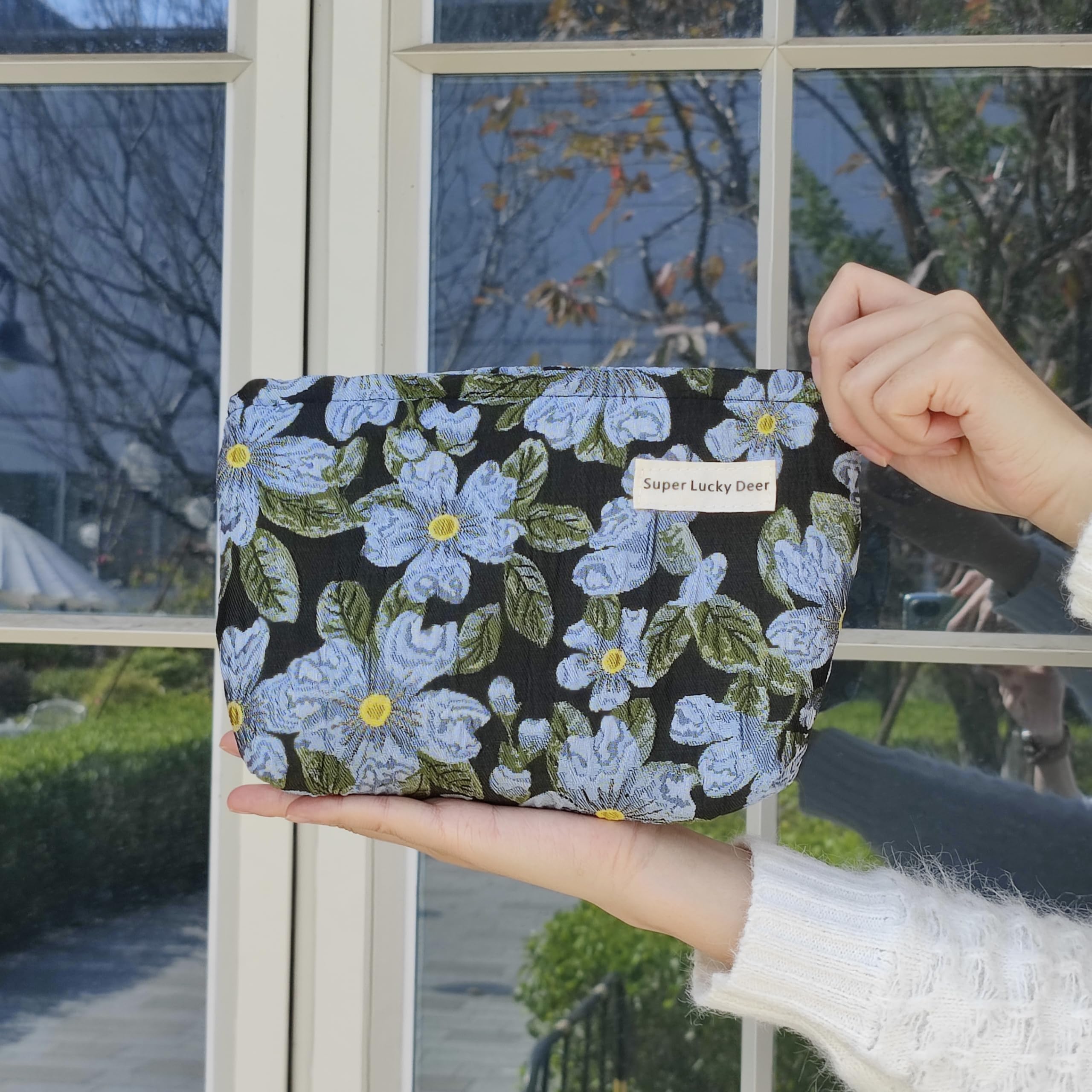Floral Makeup Bag for Women - Large Capacity Travel Cosmetic Organizer Pouch, Stylish Toiletry & Skincare Bag with Camellia Design | Perfect for Travel, Gym, and Daily Beauty Essentials