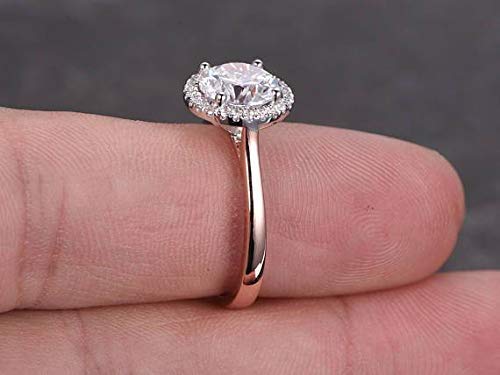1.25 Ct Round Cut Halo Moissanite & Diamond Ring in 18k Gold Plating - Best Seller for Engagement, Wedding, Anniversary & Special Occasions