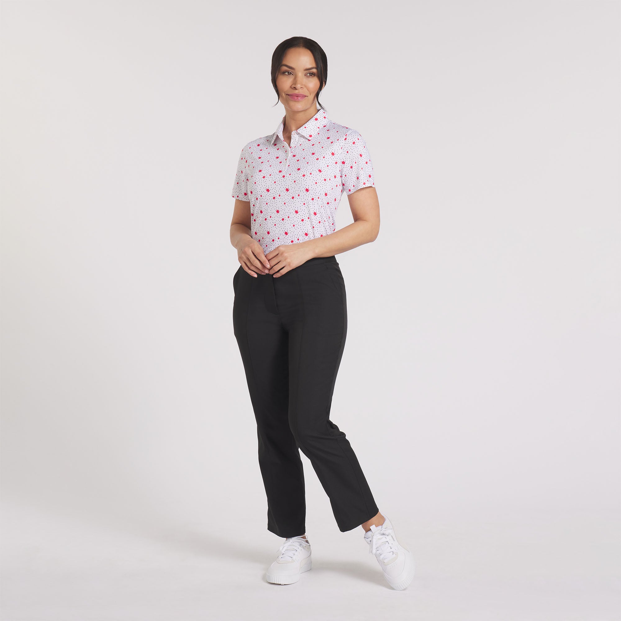 Women's Canada Maple Dot Golf Polo Shirt - Stylish & Comfortable Golf Apparel for Women - Perfect for Golf Courses, Country Clubs & Casual Wear