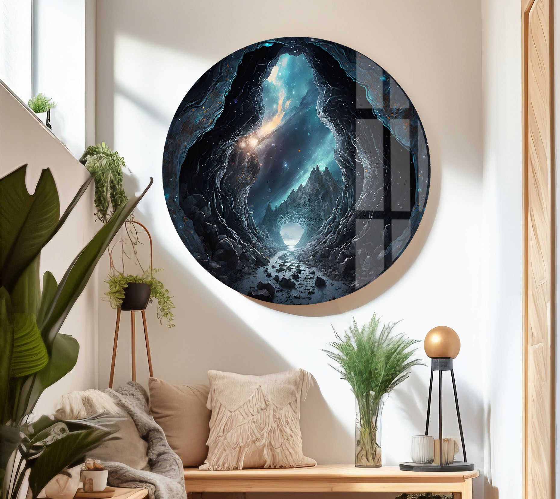 Aurora Prism Wall Art - Cosmic Glass Print Decor for Living Room & Bedroom | Stunning Rainbow Light Reflection for Home & Office Decoration