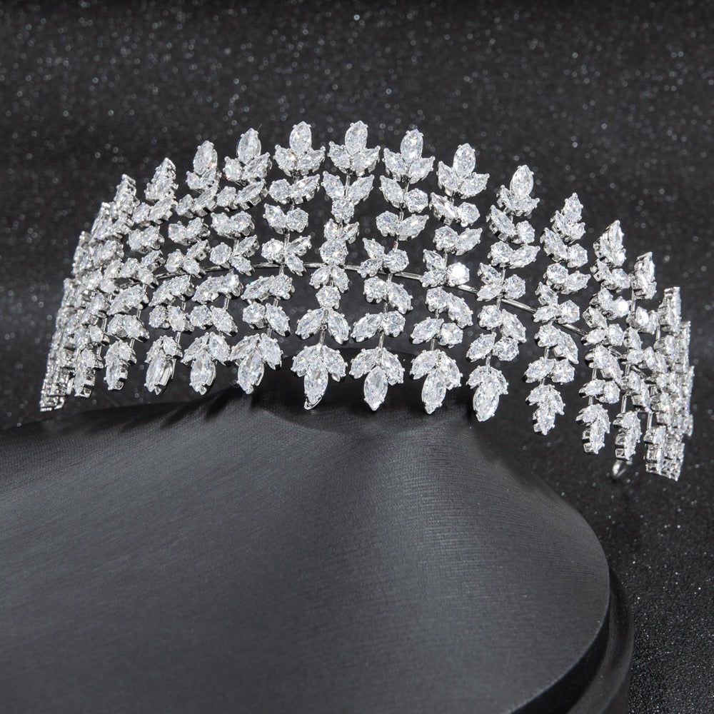 Elegant Cubic Zirconia Bridal Wedding Headband - Soft Crystal Tiara Hairband for Women (CHA10005) | Perfect for Bridal Showers, Weddings & Special Occasions