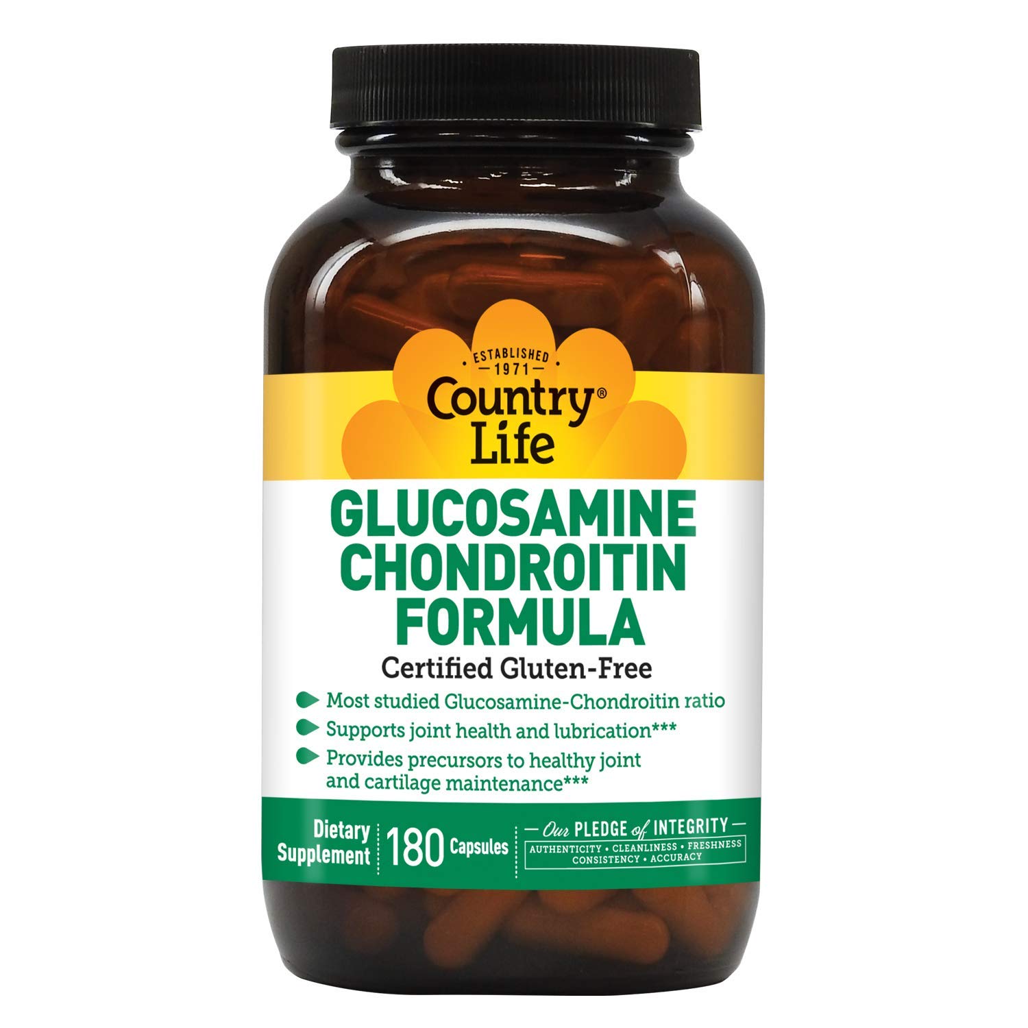 Country Life Glucosamine Chondroitin Supplement - 180 Capsules for Joint Support & Mobility | Ideal for Athletes & Active Adults