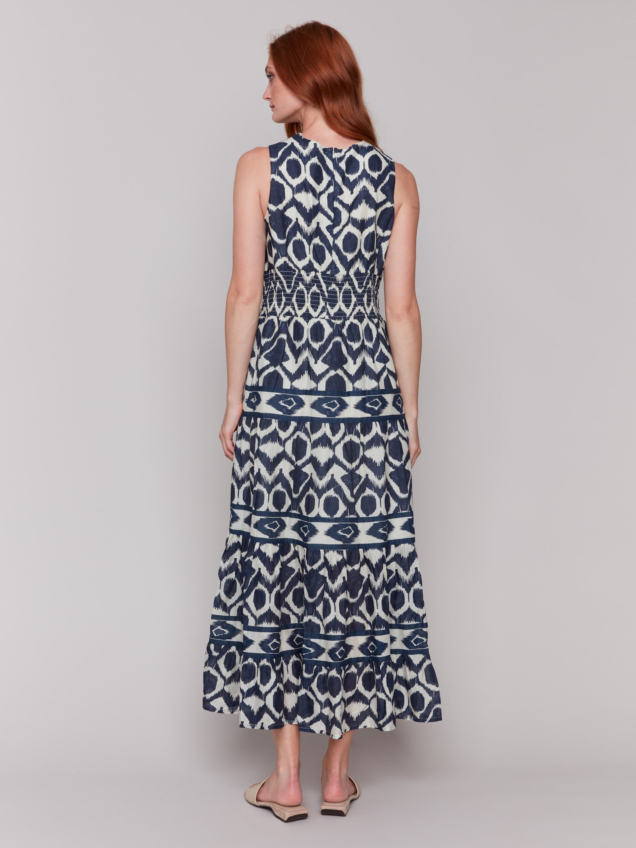 Printed Sleeveless Cotton Maxi Dress for Women - Navy Blue Floral Summer Beach Dress, Perfect for Vacation, Boho Chic Outfit & Casual Wear