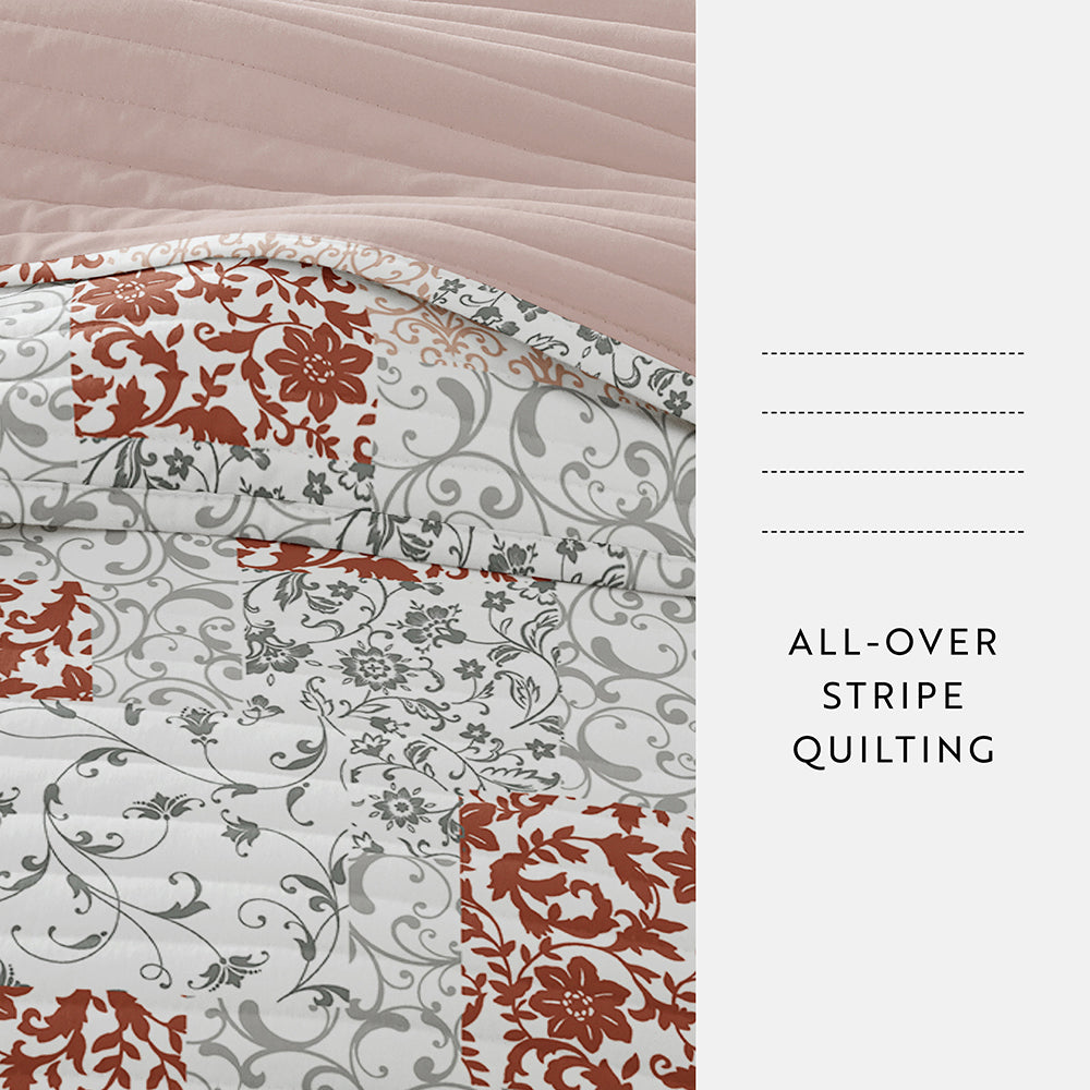 Reversible Quilted Patchwork Coverlet Set - Soft & Cozy Bedding for All Seasons | Perfect for Bedroom, Guest Room, and Dorm Decor