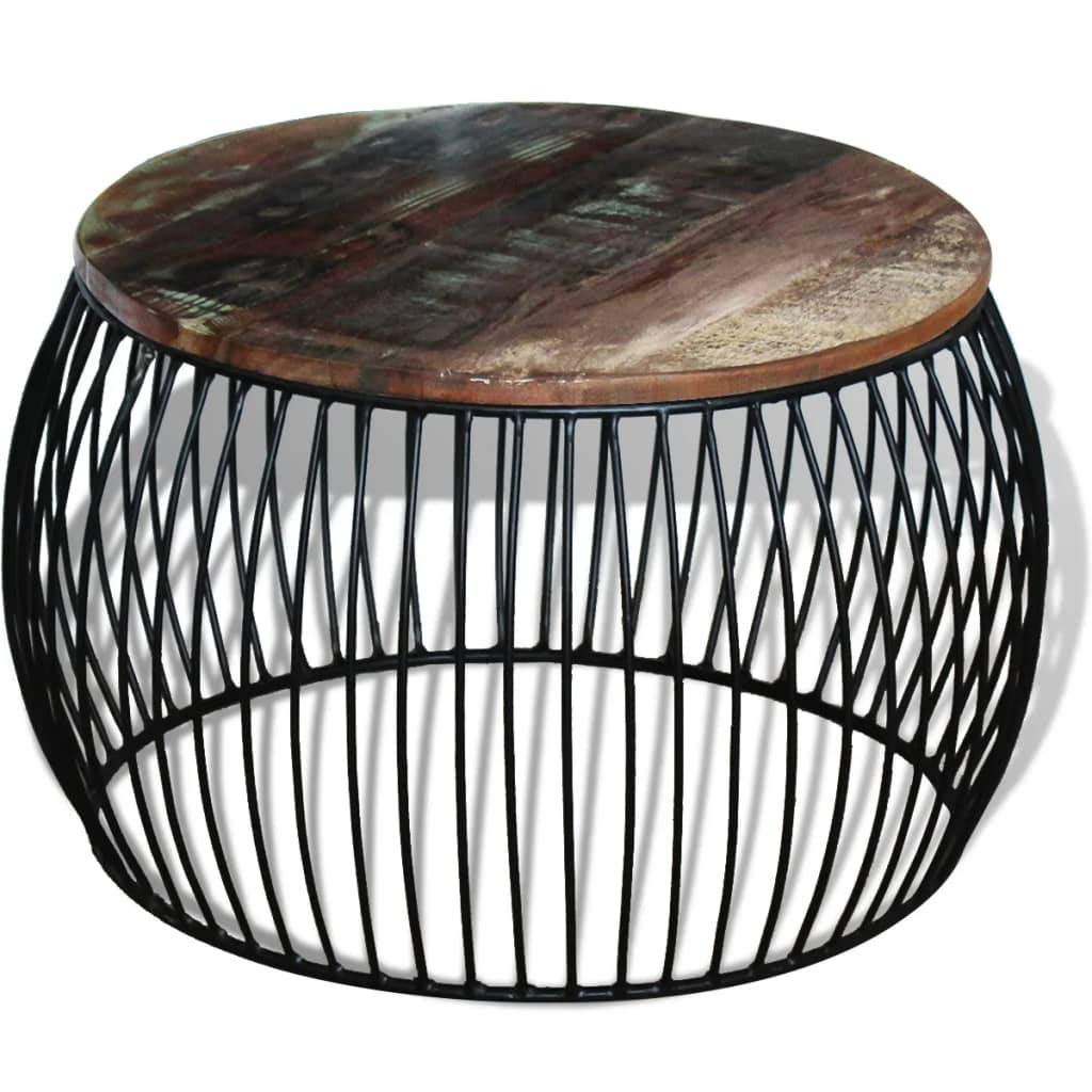 Reclaimed Wood Coffee Table Round 26.8 Inch - Rustic Farmhouse Style Living Room Center Table for Home Decor & Cozy Gatherings
