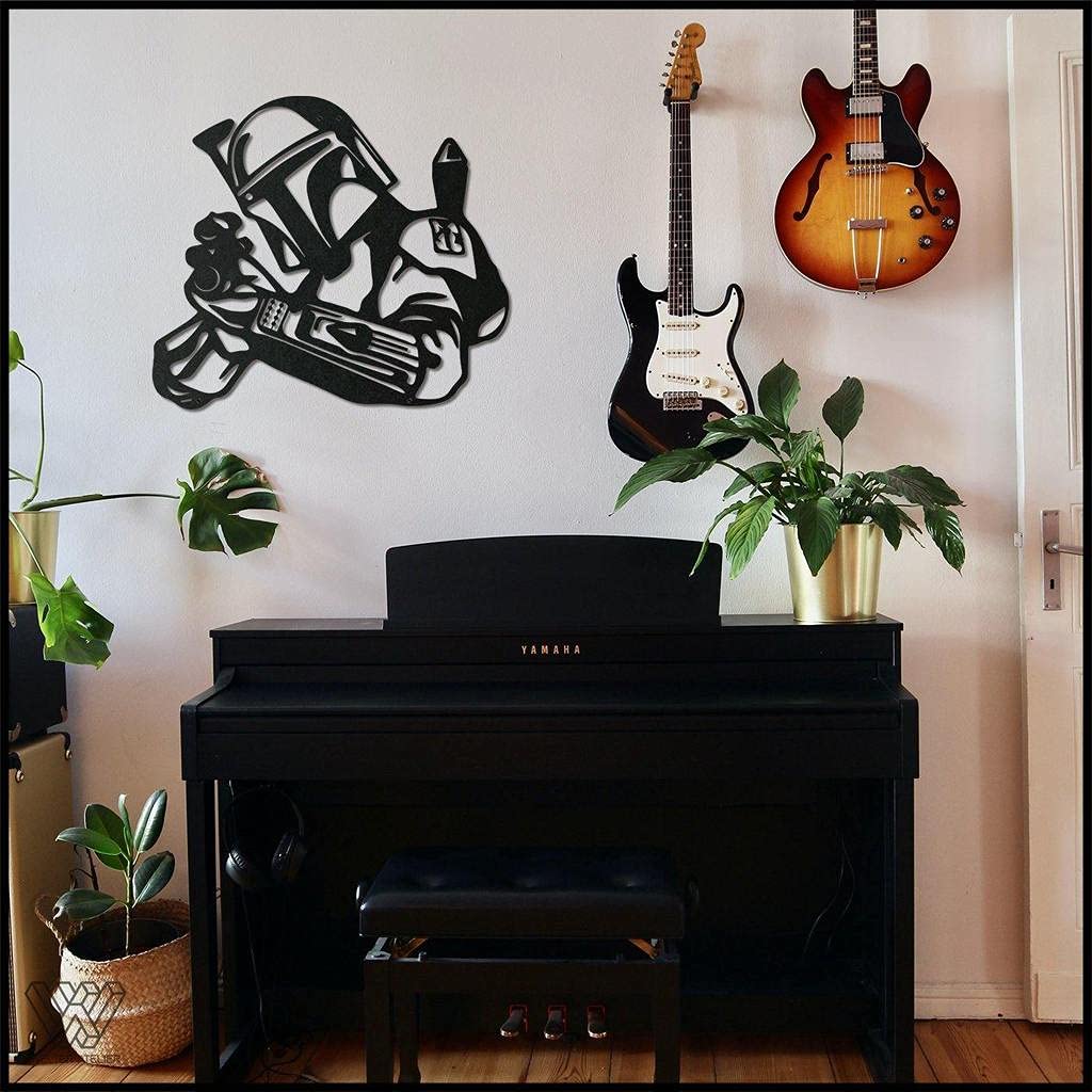 Boba Fett Metal Wall Art 27.5x30.7 Inches - Star Wars Themed Home Decor for Living Room, Bedroom, Kitchen & Bathroom - Indoor Outdoor Wall Hanging Decoration - Perfect for Sci-Fi Fans & Gift Giving