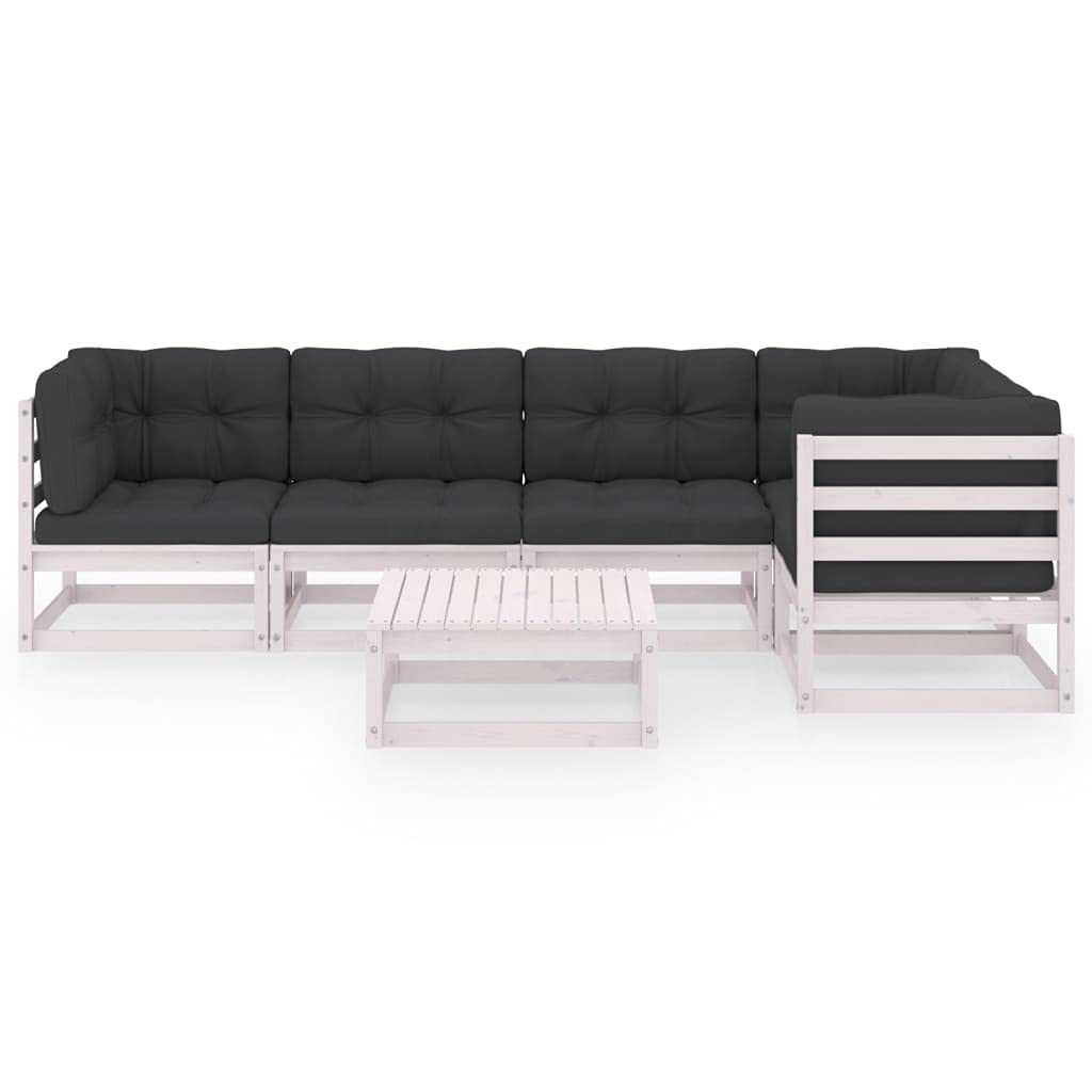 vidaXL 6-Piece Patio Lounge Set - Outdoor Garden Furniture with Sectional Sofa, Cushions & Coffee Table - Retro Style Solid Pine Wood - Perfect for Backyard, Poolside & Patio Relaxation