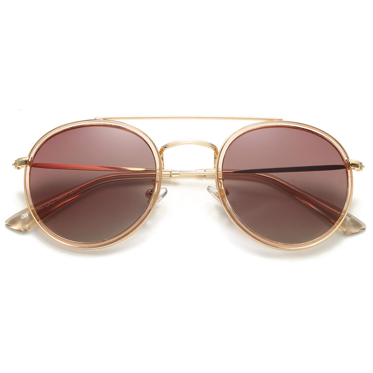 DUSHINE Polarized Round Double Bridge Sunglasses for Women & Men - 100% UV Protection - Fashionable & Durable for Driving, Beach, Outdoor Activities