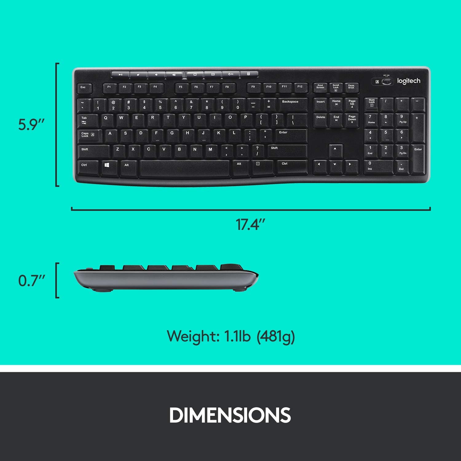 Logitech MK270 Wireless Keyboard and Mouse Combo - Full-Size 2.4GHz Wireless Technology, Black (Renewed) - Perfect for Home Office, Gaming & Productivity