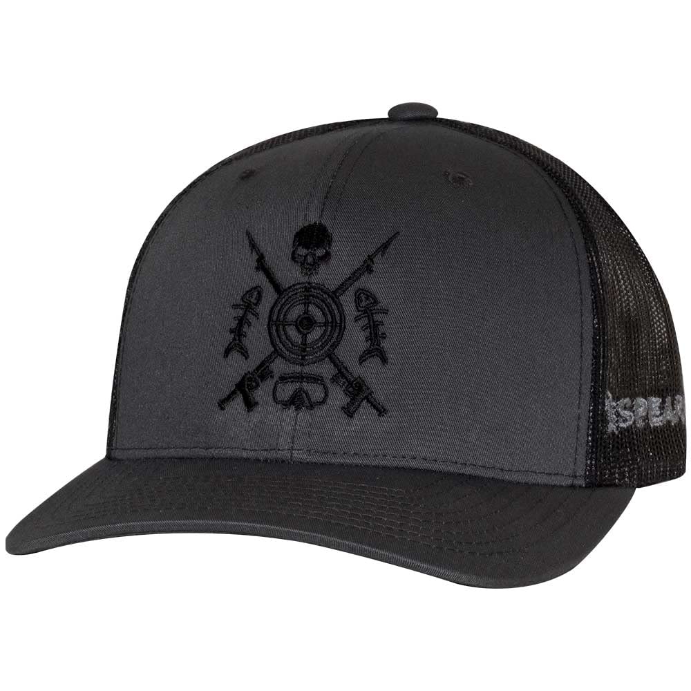 Spearfishing Bullseye Trucker Hat - Adjustable Mesh Back Cap for Fishing & Outdoor Adventures - Perfect for Beach, Boating, and Water Sports
