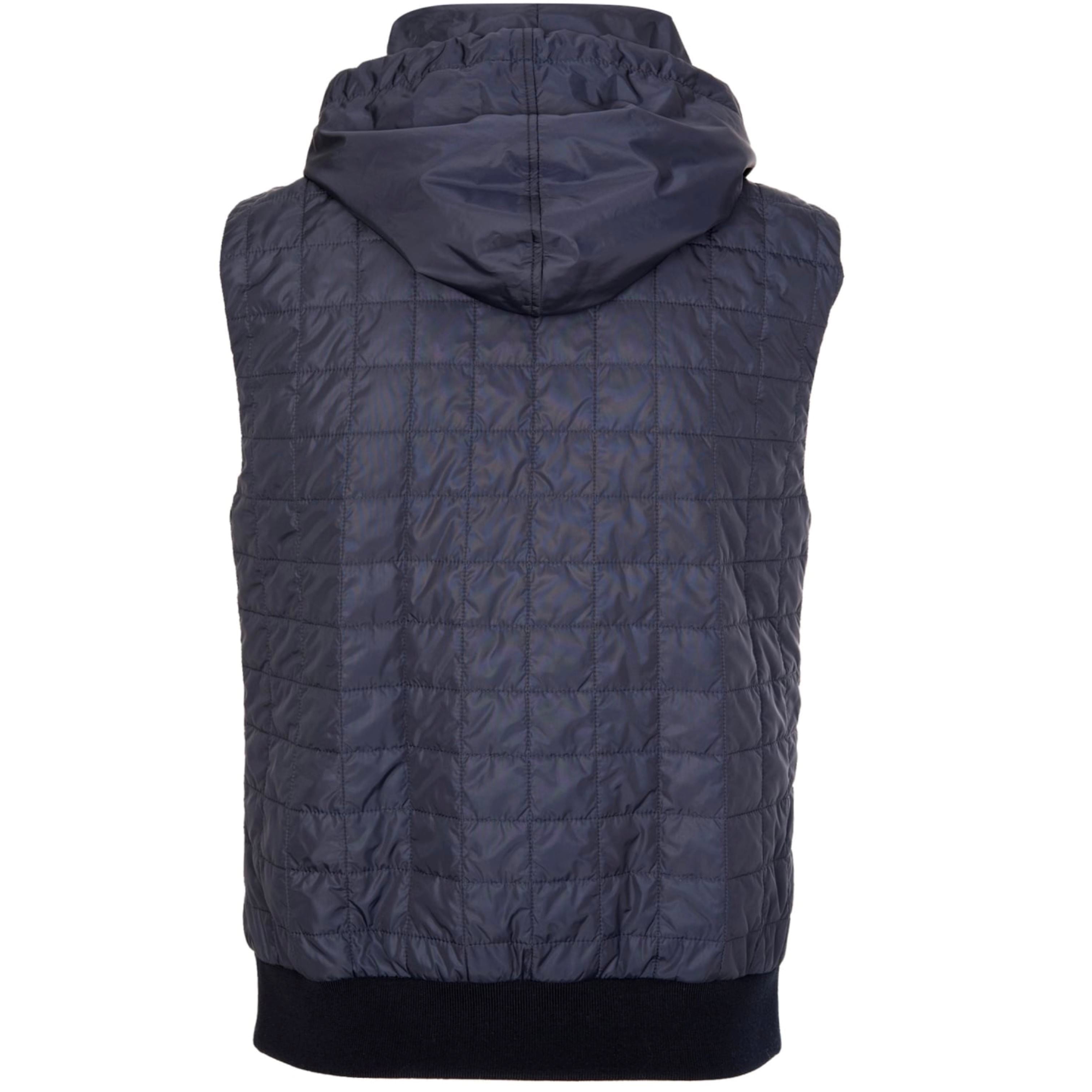 Dolce & Gabbana Men's Navy Blue Hooded Vest Jacket - Lightweight Quilted Puffer Gilet for Casual Wear & Outdoor Activities