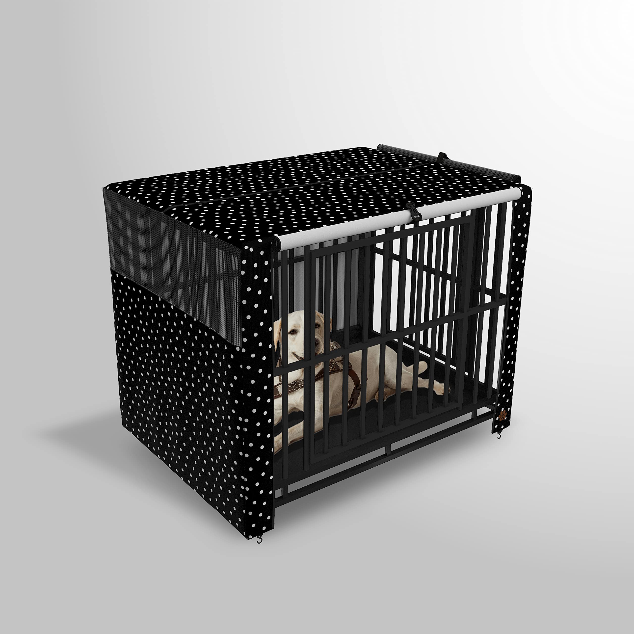 UV & Water Resistant Dog Crate Cover with Mesh Panel Window & 2 Side Openings - Includes Carry Bag for Easy Transport - Perfect for Travel, Home, and Outdoor Use