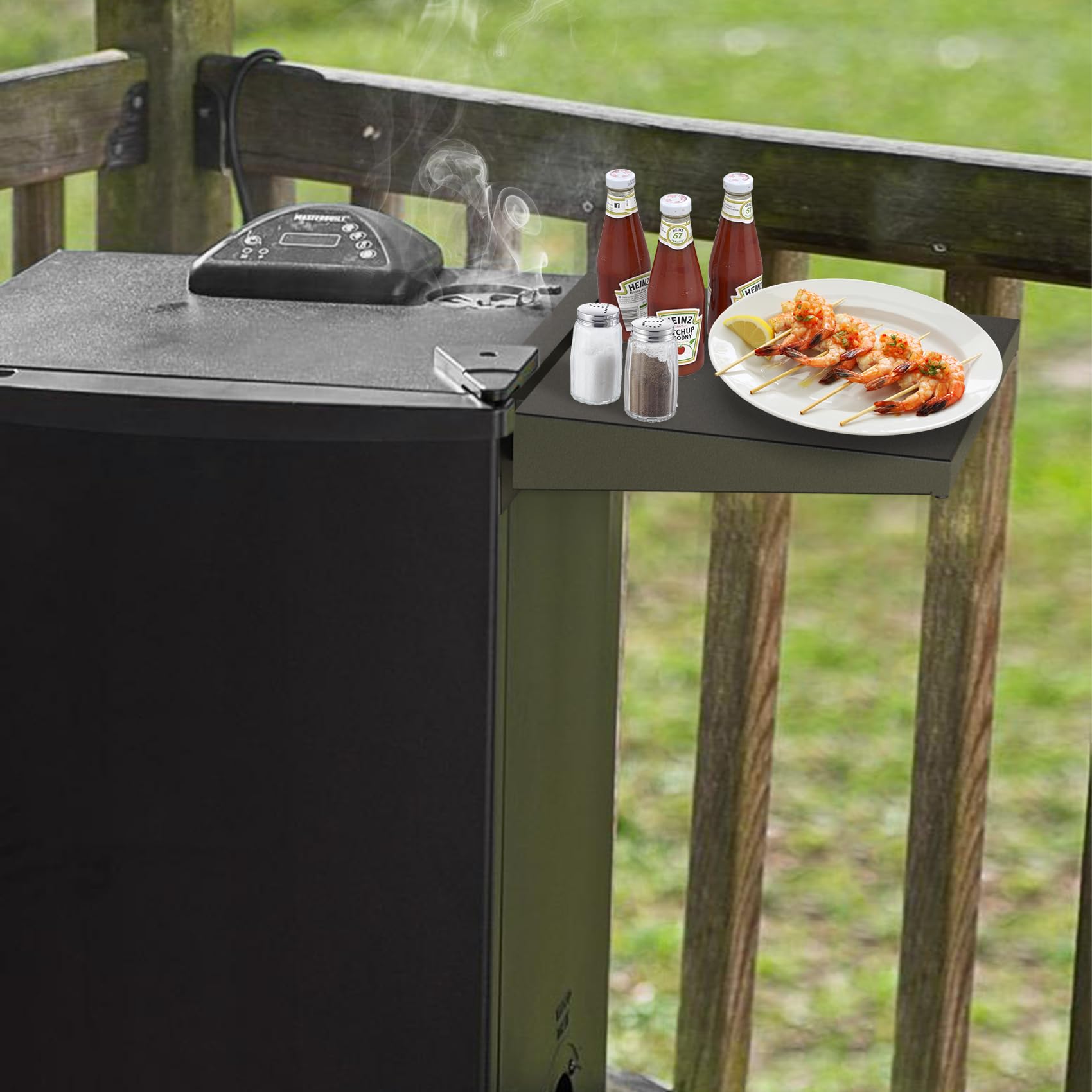 OnlyFire Electric Smoker Side Shelf for Masterbuilt 30'' & 40'' Digital Electric Smokers - Extra Cooking Space Accessory | Perfect for Grilling, Smoking & Outdoor BBQ (Black)