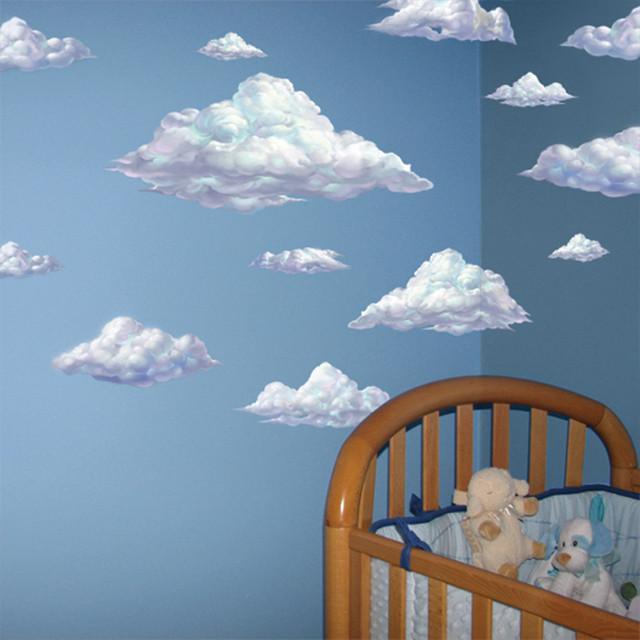 Sky Clouds Mural Wall Decals for Kids Room - Removable Nursery Decor, Baby Boy & Girl Bedroom Stickers, Playroom Wall Art - Perfect for Children's Bedrooms, Daycare Centers & Play Areas