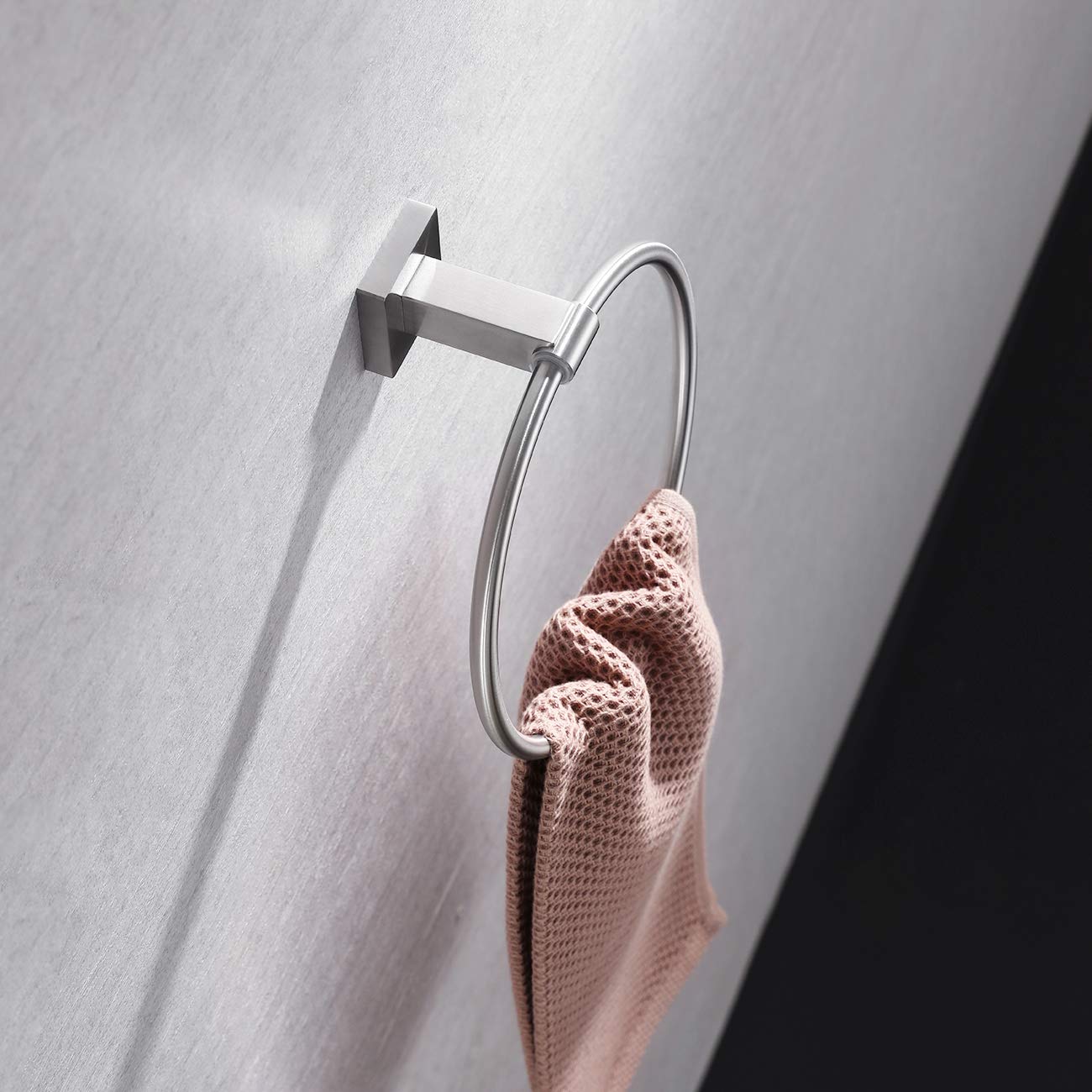 Miyili SUS 304 Stainless Steel Towel Ring - Bathroom Hand Towel Holder with Brushed Finish, Round Wall Mounted Towel Rack for Kitchen & Bathroom Decor (Model D02N) - Perfect for Modern Homes, Hotels, and Spas
