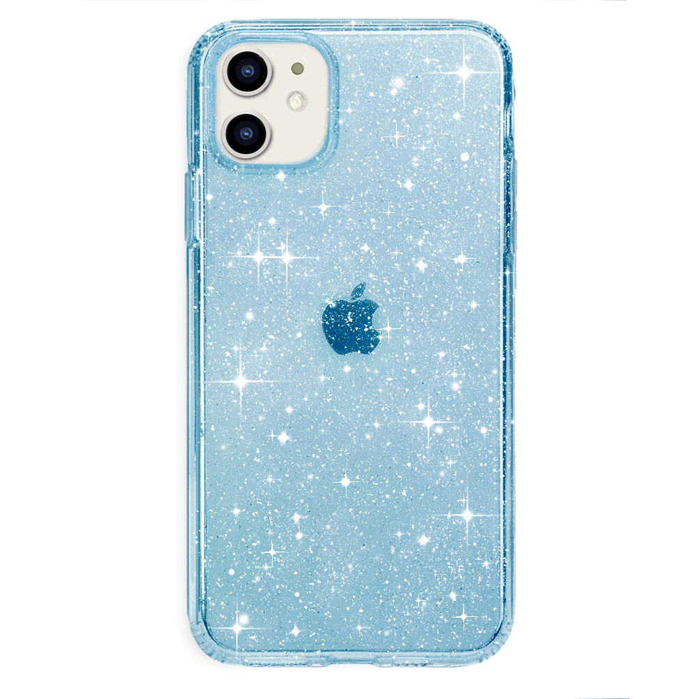Blue Stardust Glitter iPhone Case - Shatterproof Protective Cover for iPhone 13/14/15 Pro Max - Sparkly Glitter Phone Case for Women Girls - Perfect for Parties, Travel & Everyday Use