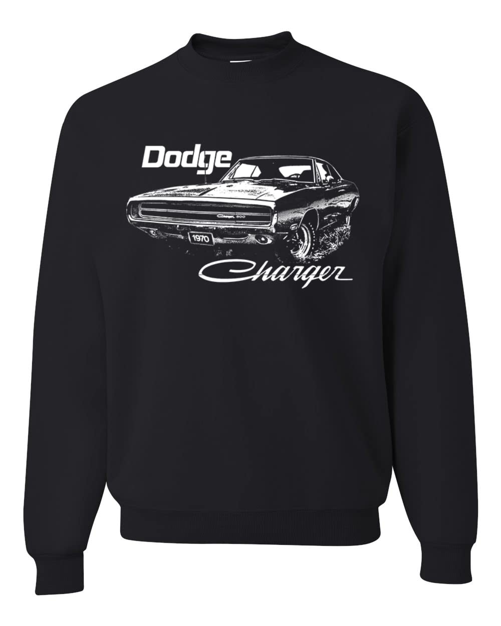 Vintage 1970 Dodge Charger Racing Graphic Sweatshirt - Wild Bobby Retro White Unisex Crewneck Pullover for Car Enthusiasts & Casual Streetwear