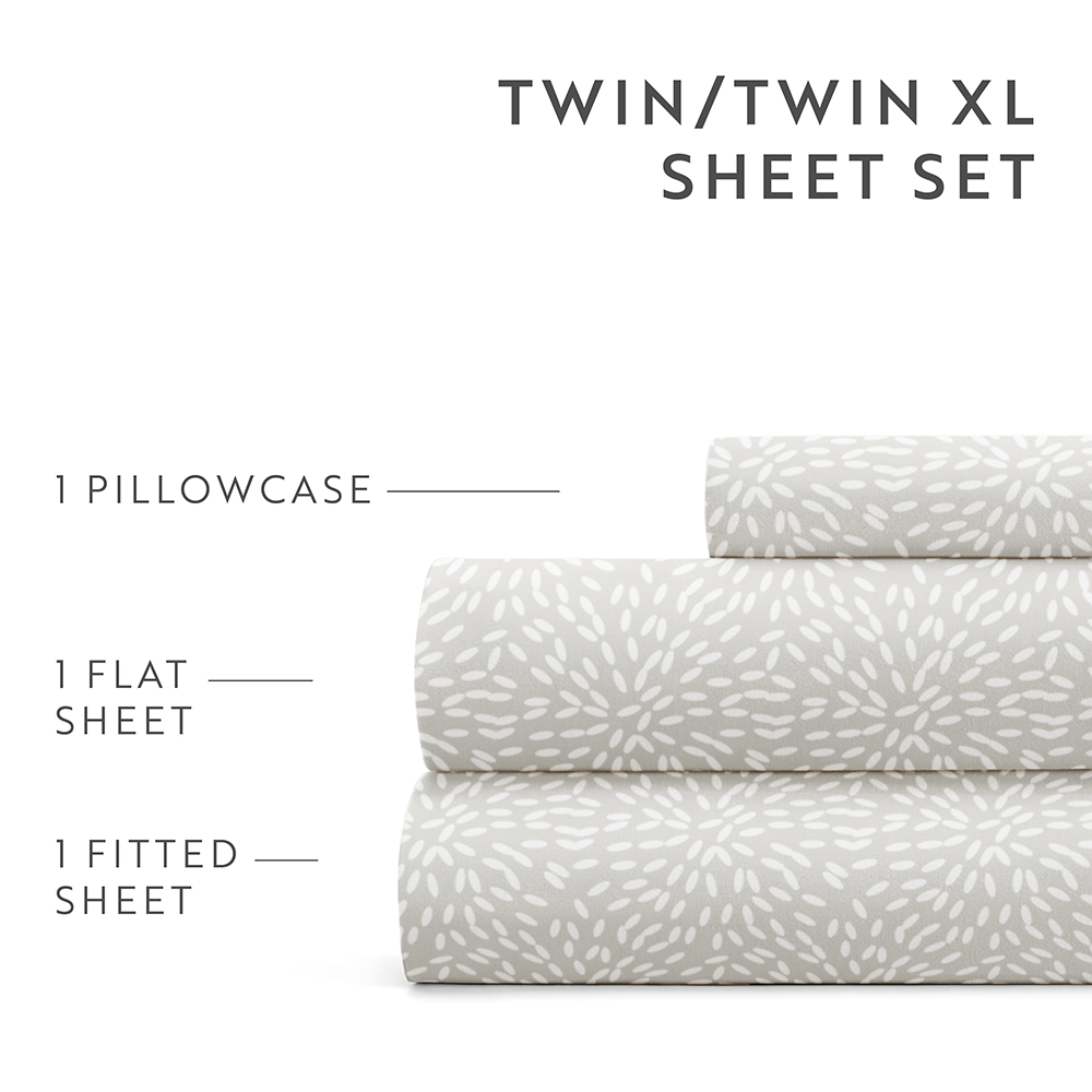 Modern Circles 4-Piece Cotton Sheet Set - Queen Size, Soft Breathable Bedding with Stylish Geometric Pattern - Perfect for Master Bedroom, Guest Room & Dorm Decor